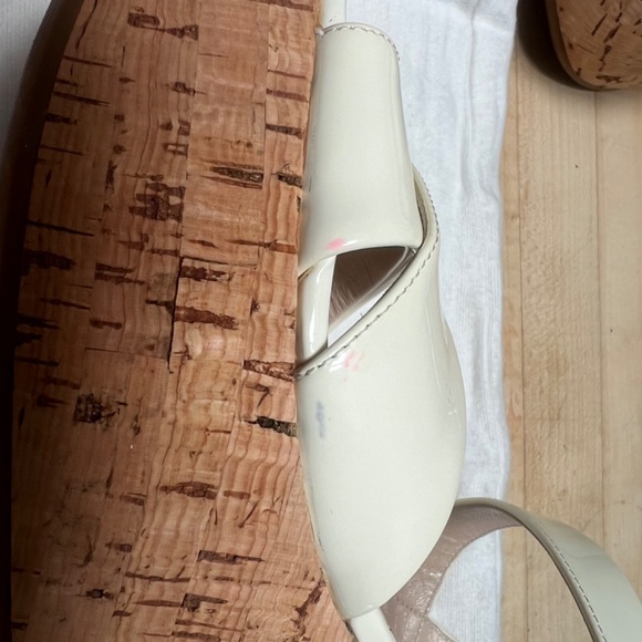 Prada Patent Leather Cream Color Nib Crisscross Wedge Sandals Size 37 - Picture 8 of 16